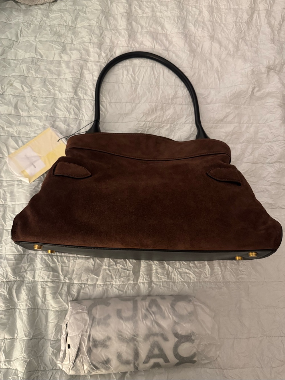 NWT Marc Jacobs THE SUEDE DAKOTA SATCHEL Dark Brown - Picture 4 of 15